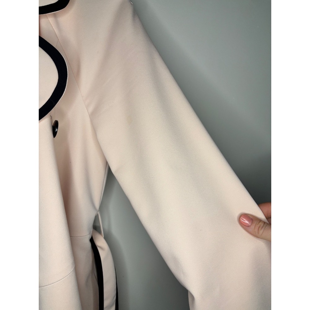 Elle Pink Double Breasted Trench Coat Black Trim Womens Size 2 - Picture 10 of 10